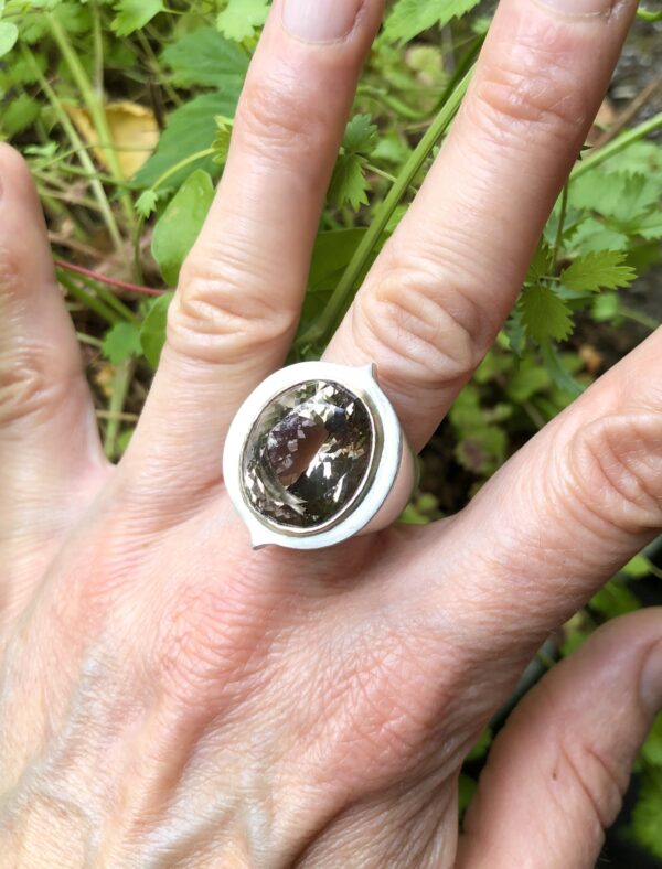 Ring aus Silber, Rauchquarz, Fassung Roségold 585