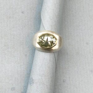 Ring aus Silber, Prasiolith fac. 9x12mm Fassung 585 Gelbgold