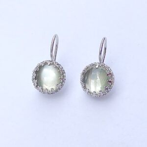 Paar Ohrhänger Silber, grüne Mondsteincabochons