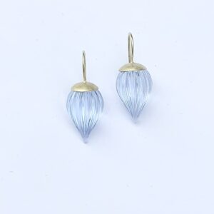 Paar Ohrhänger Gold 585 Blauquarz graviert